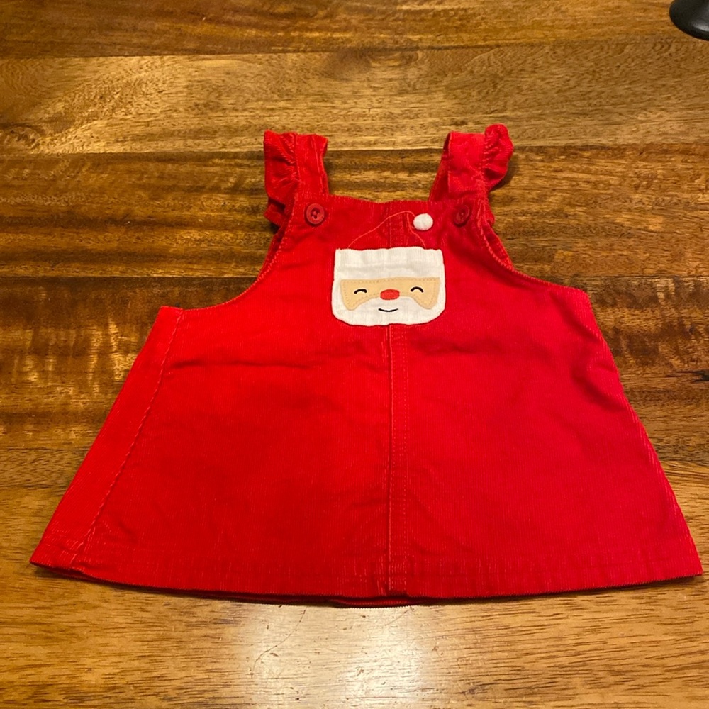Carter's Baby Red Holiday Overall Dress with Santa Size 3M